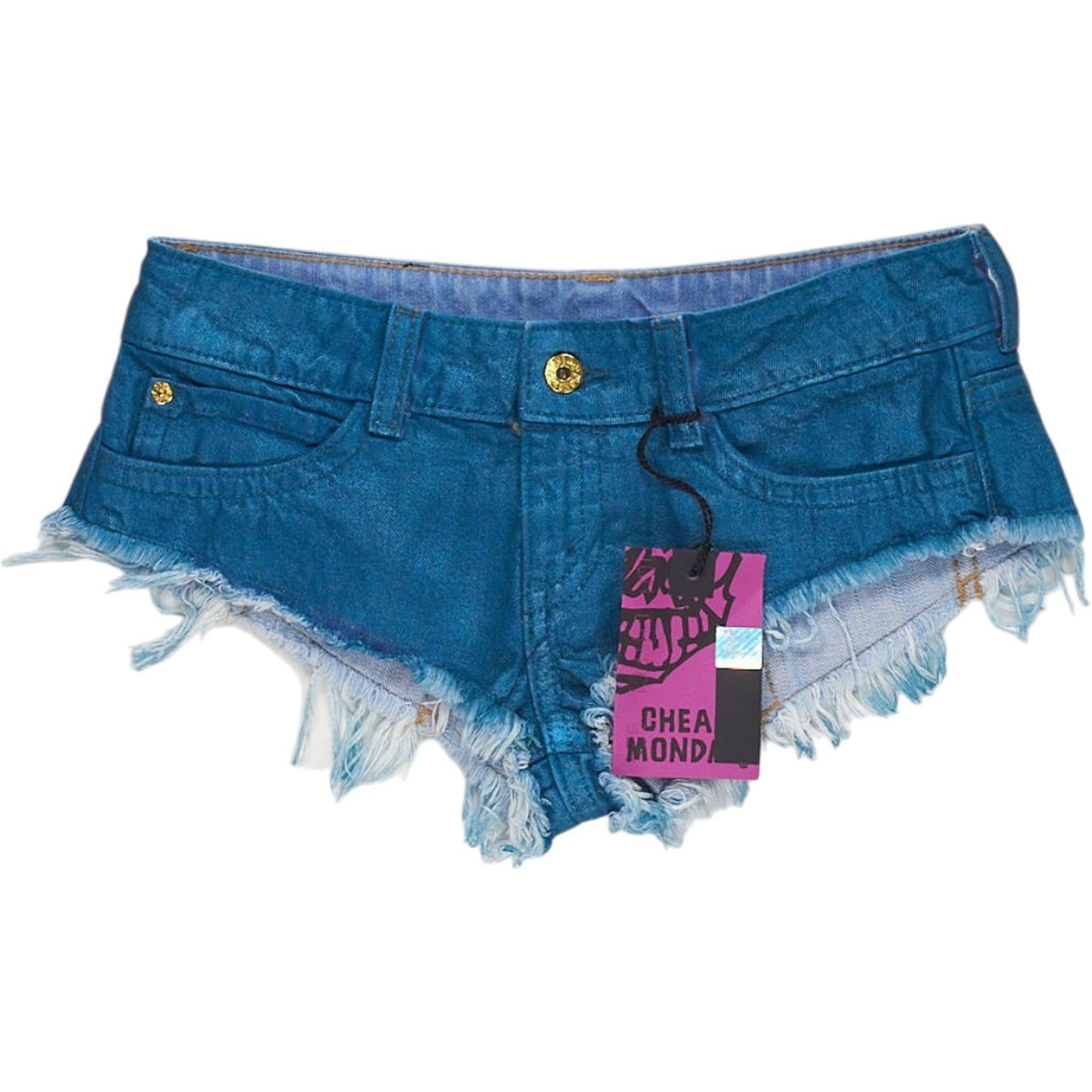 Cheap Monday Blue Denim Frayed Shorts