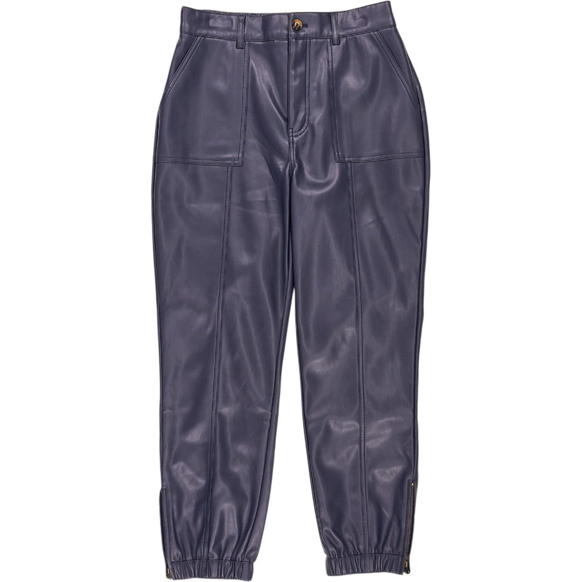 Wyse Blue Faux Leather Lara Joggers