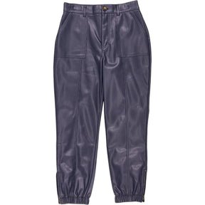 Wyse Blue Faux Leather Lara Joggers