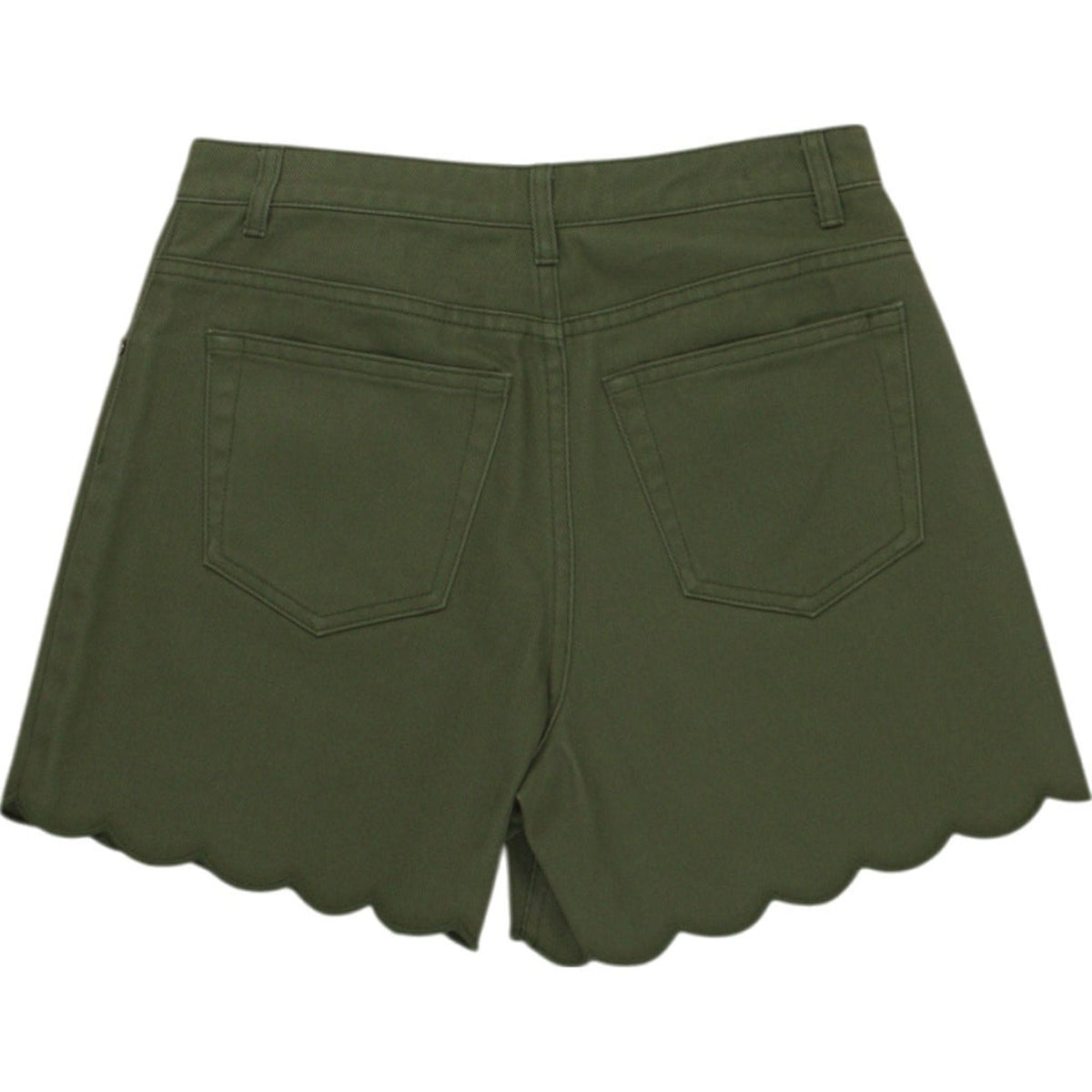 WYSE Scalloped Hem Green Shorts