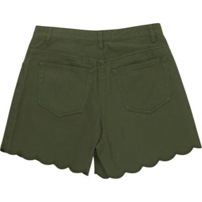 WYSE Scalloped Hem Green Shorts