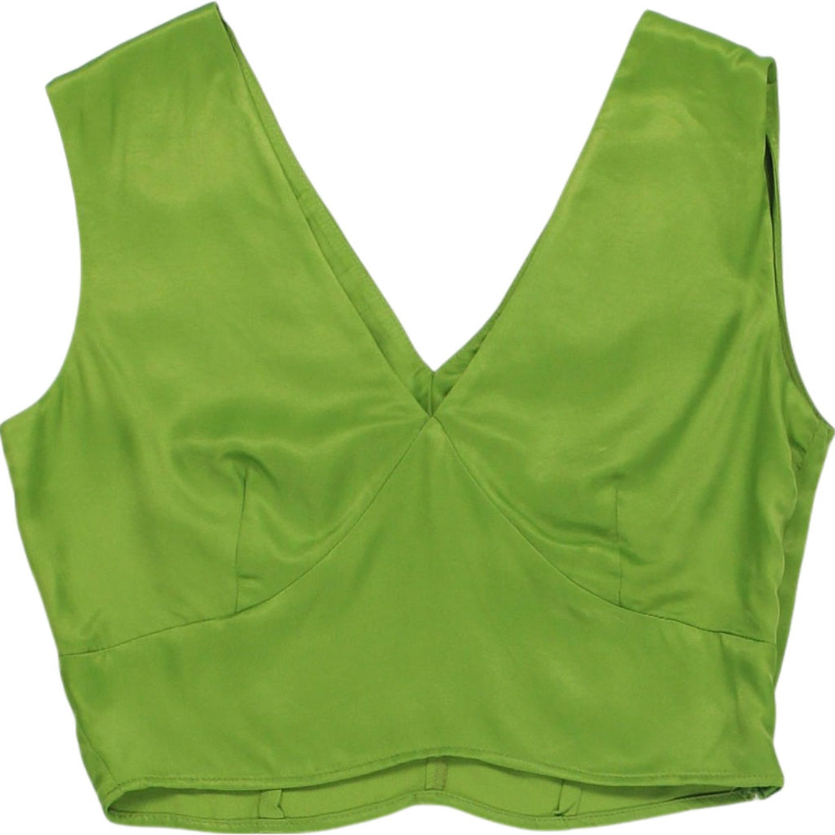 Omnes Green Satin Crop Top