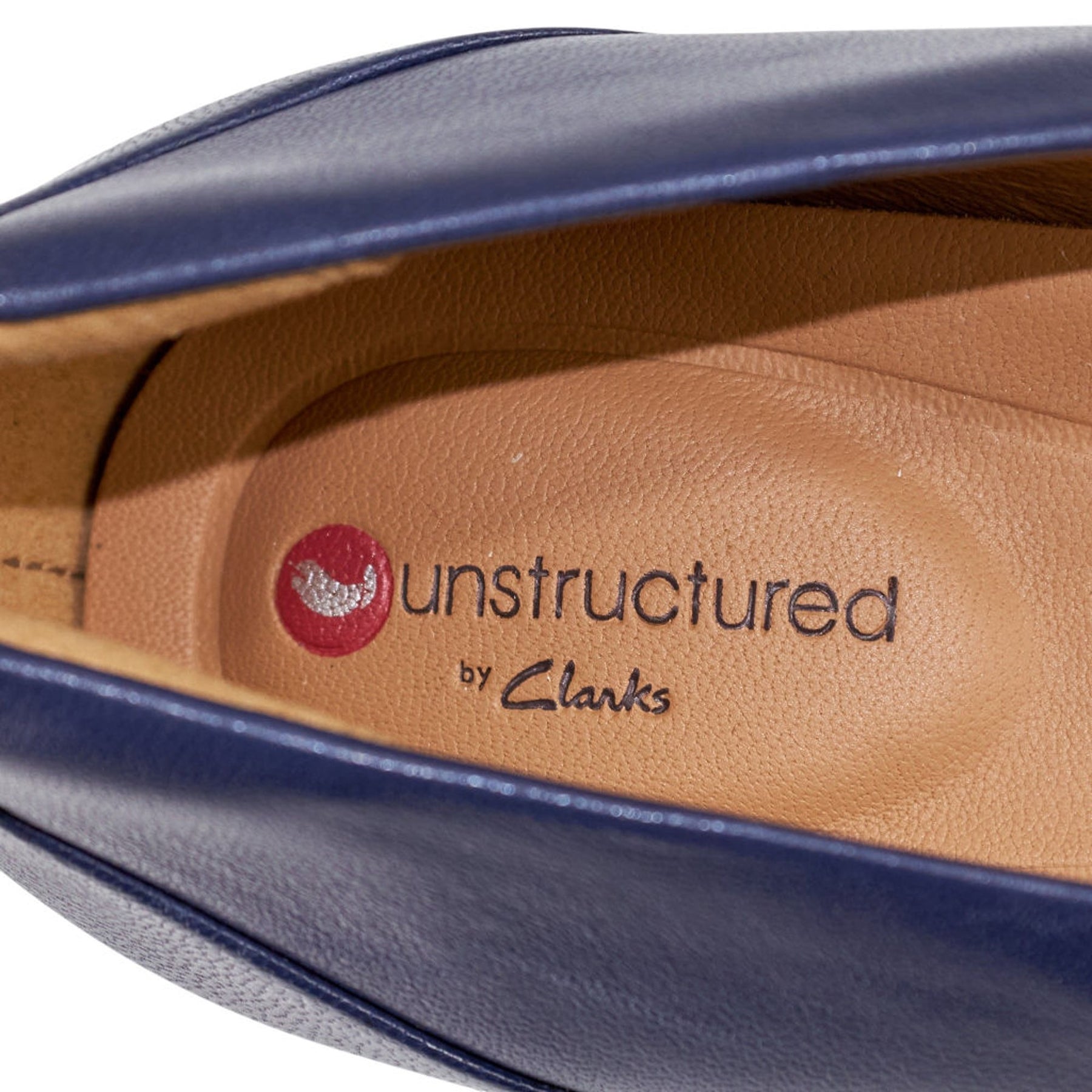 Clarks Navy Leather Un Cosmo Step Heels