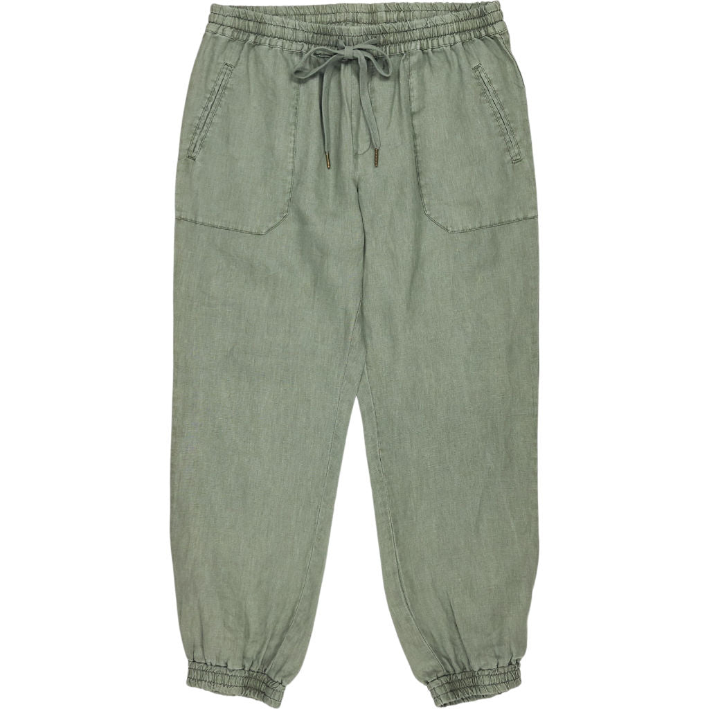 Hush Khaki Cropped Linen Joggers