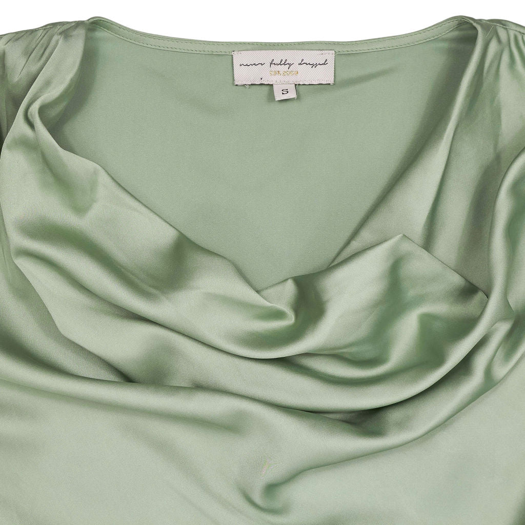 Never Fully Dressed Green Satin Dress