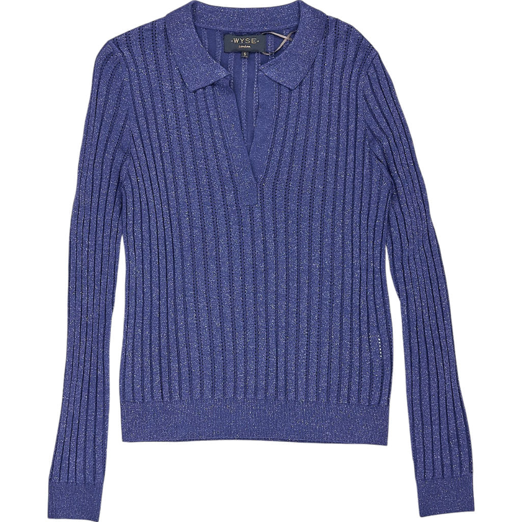 Wyse Denim Blue Renee Knit Polo Shirt
