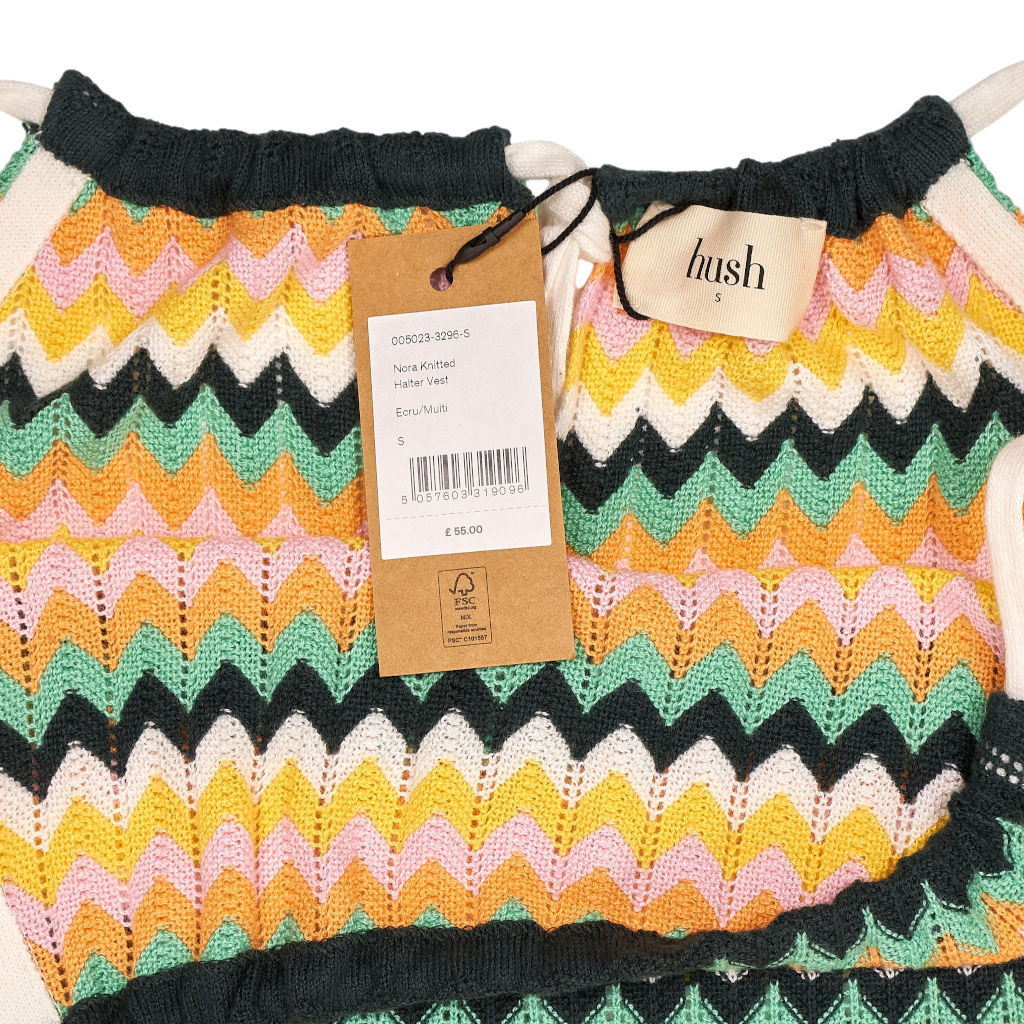 Hush Ecru Multi Nora Knitted Halter Vest
