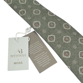 Moss Green Patterned Silk Tie Bundle x 3