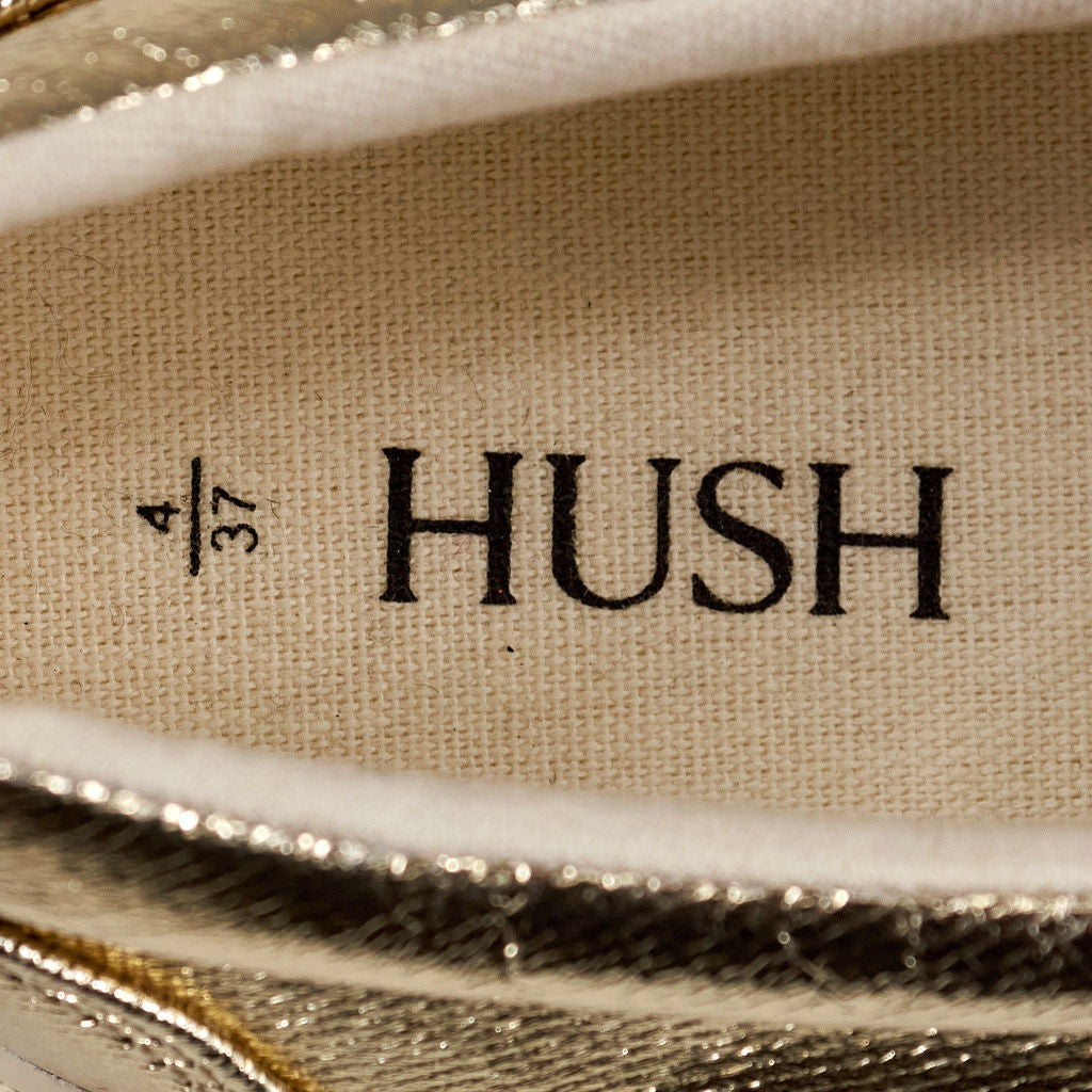 Hush Gold Metallic Canvas Gili Slip On Trainers