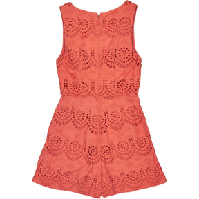 Kookai Coral Orange Broderie Playsuit