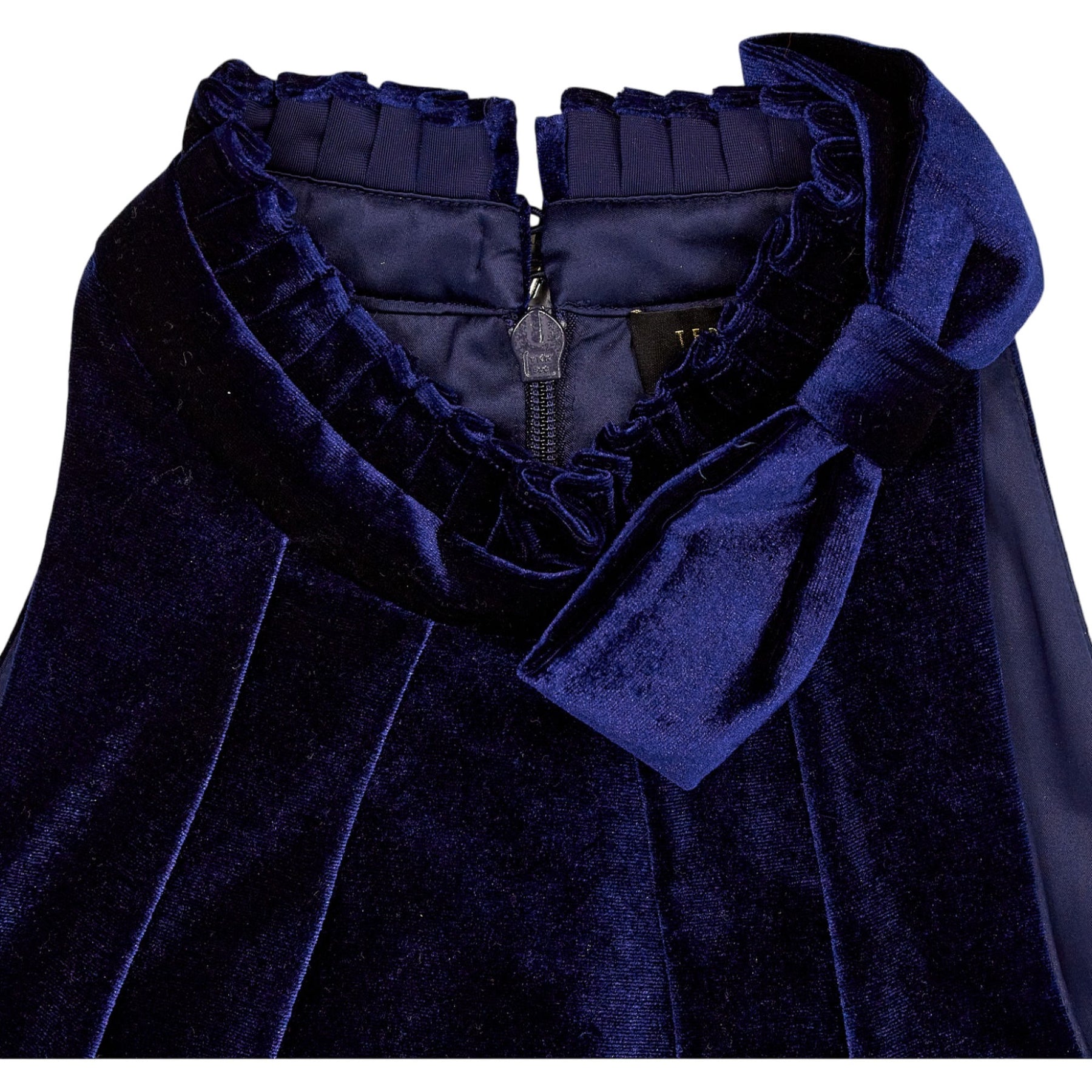 ted baker velvet pleated dress Pleated Dress Ted Baker Royal Blue Dress Ted Baker Navy Blue Pleated High Neck Velvet Midi