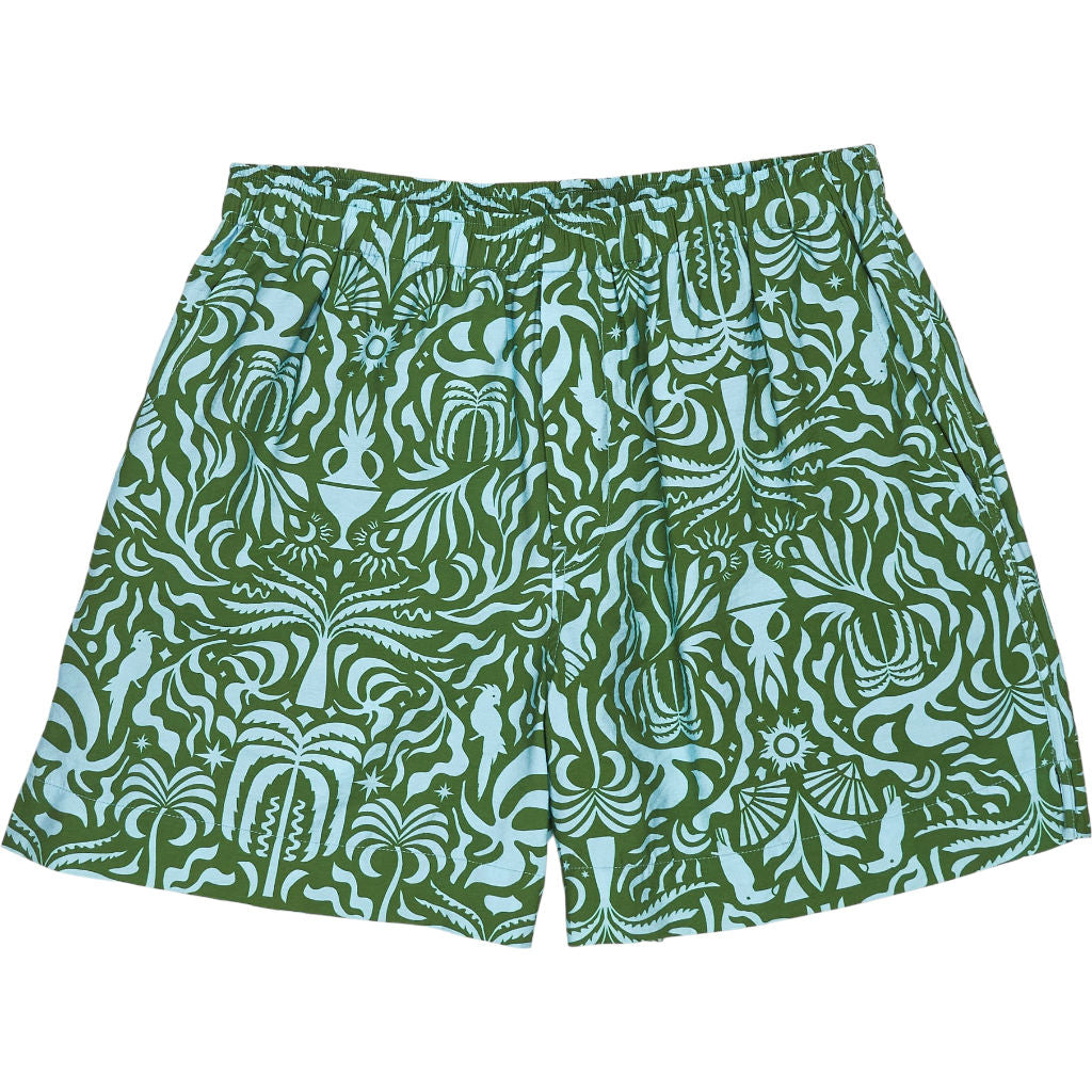 Hush Green Blue Viscose Nylon Boxer Shorts
