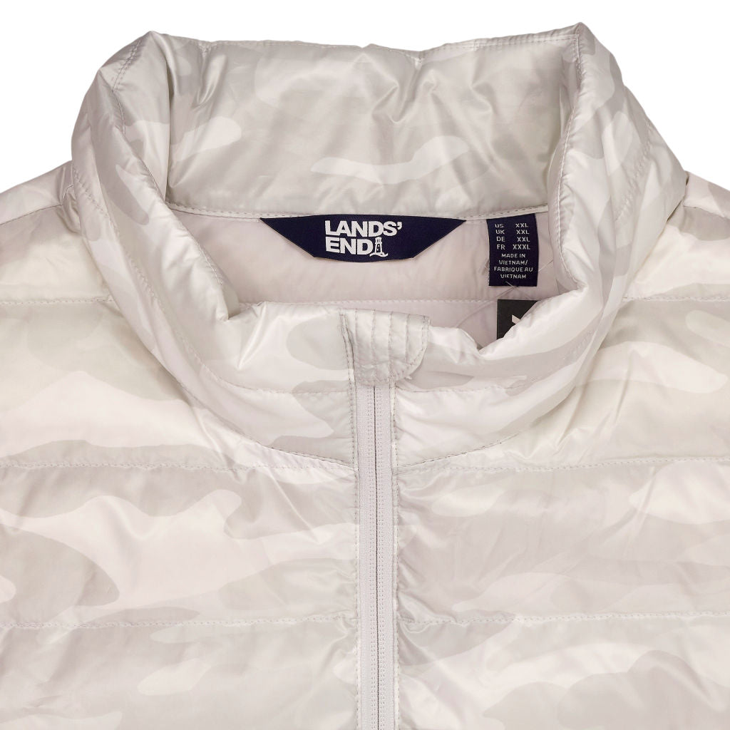 Lands' End White Grey Camo Gilet