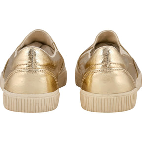 Hush Gold Metallic Canvas Gili Slip On Trainers