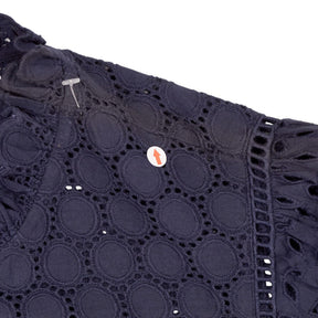 Wyse Broderie Anglais Navy Blouse