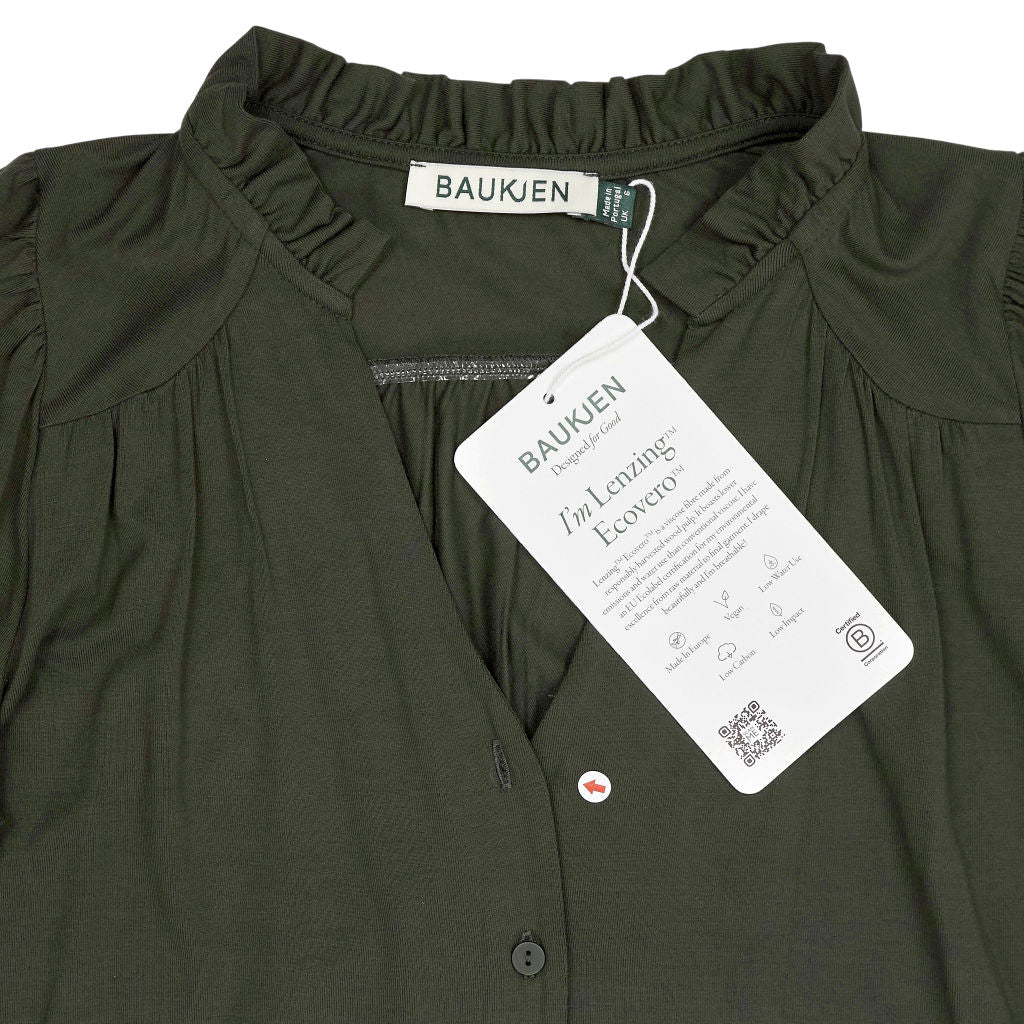 Baukjen Deep Khaki Noa Short Sleeve Blouse