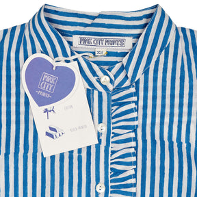 Pink City Prints Blue Striped Cotton Shirt