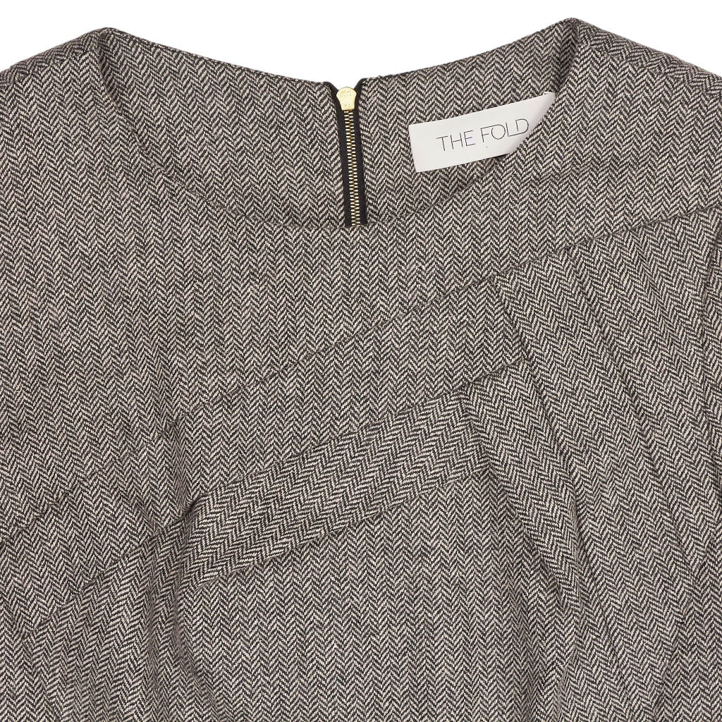 The Fold Grey Herringbone Dress