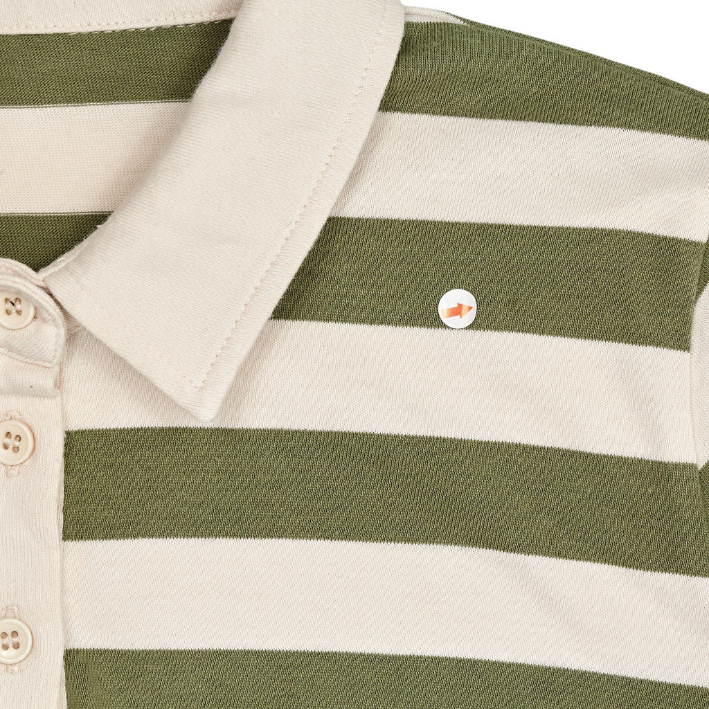 Baukjen Green Stripe Long Sleeve Polo Shirt