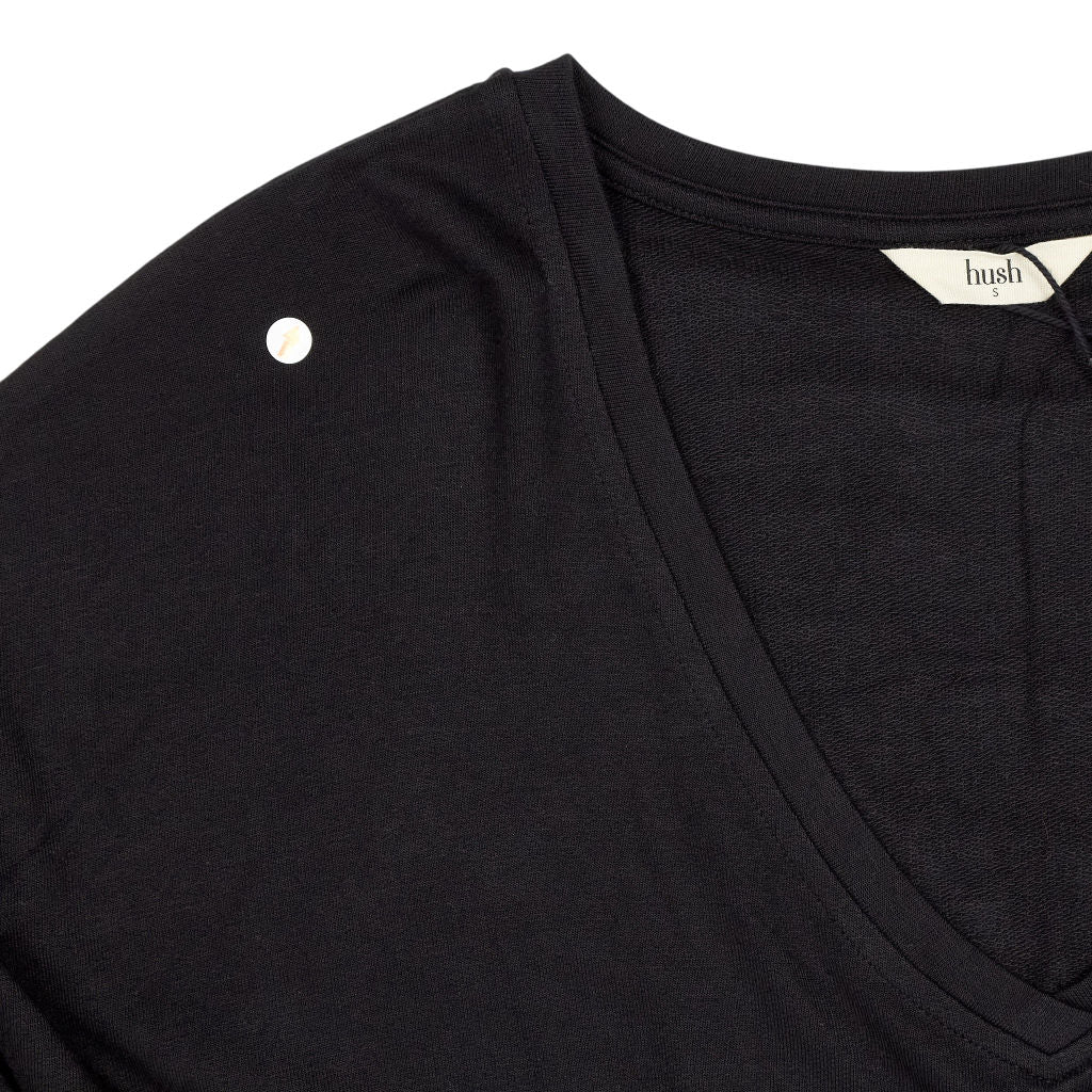 Hush Black V Neck Wide Jersey Top