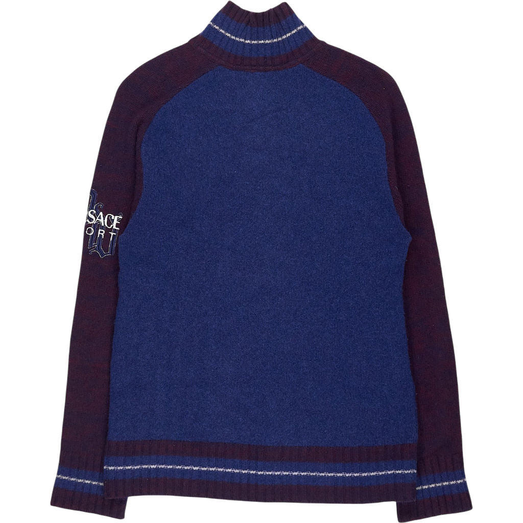 Versace Sport Blue Burgundy Wool Jumper