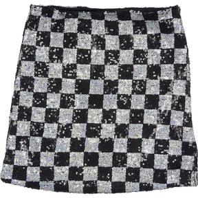 Motel Black Silver Sazip Sequin Skirt