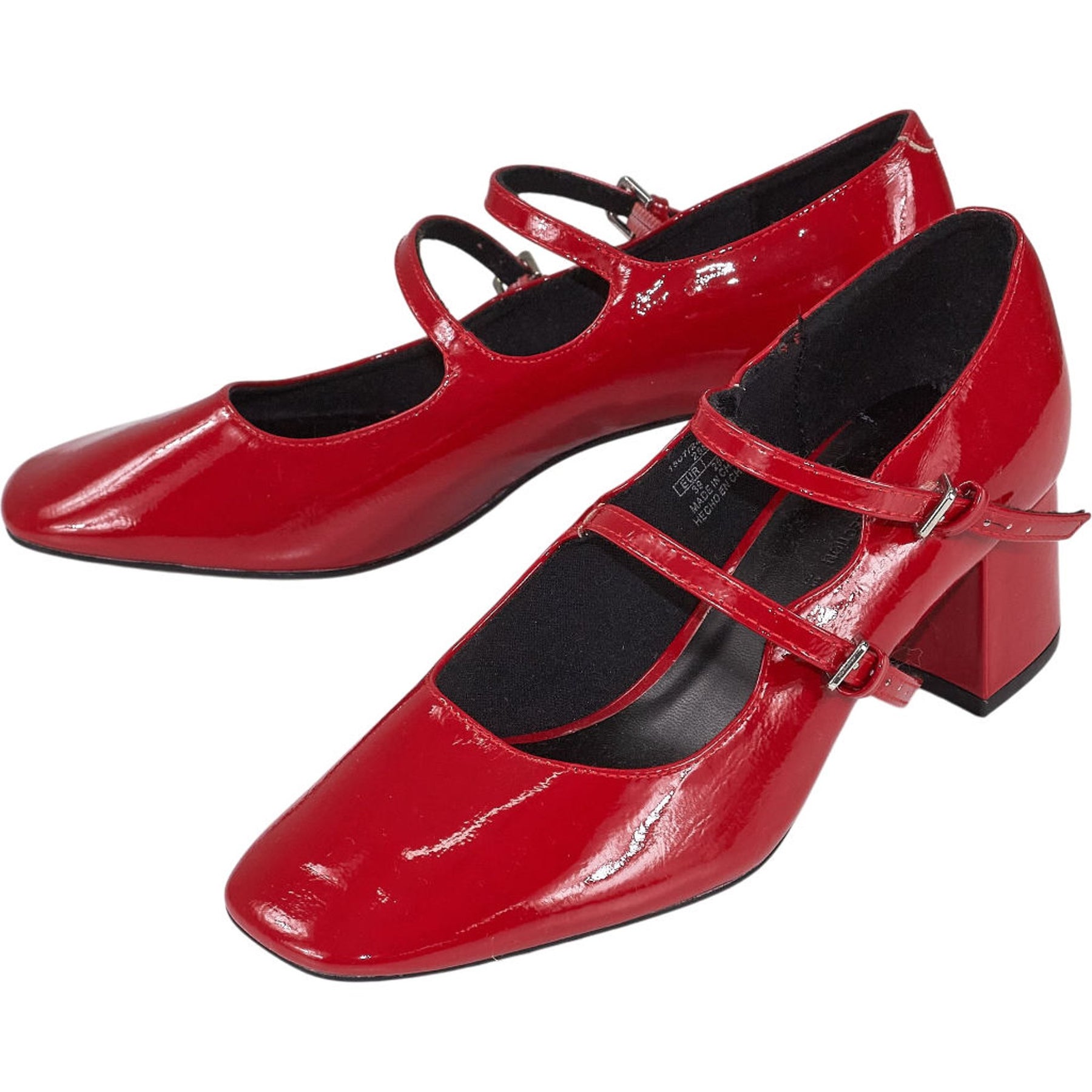 Pull&Bear Red Block Heel Mary Jane Shoes