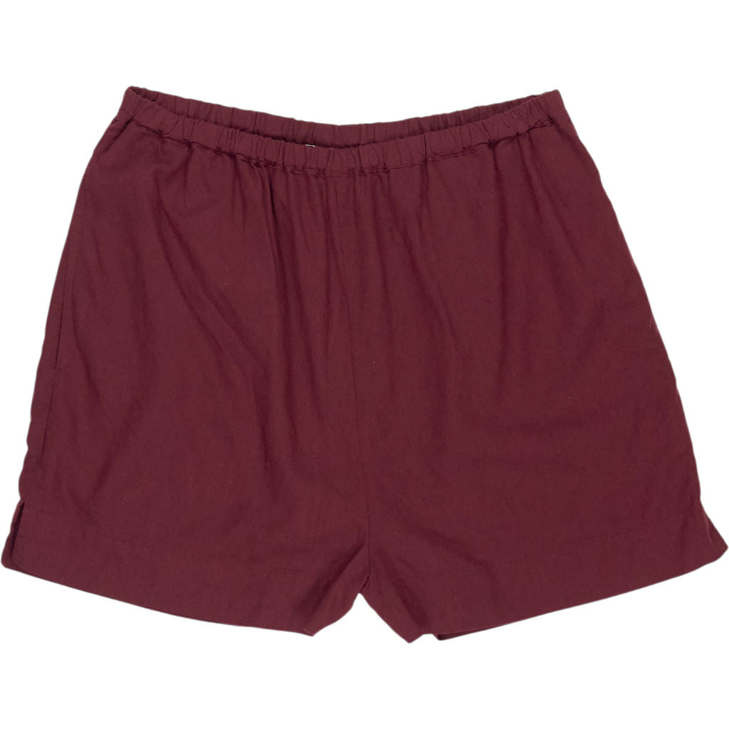 Hush Burgundy Red Linen Blend Shorts