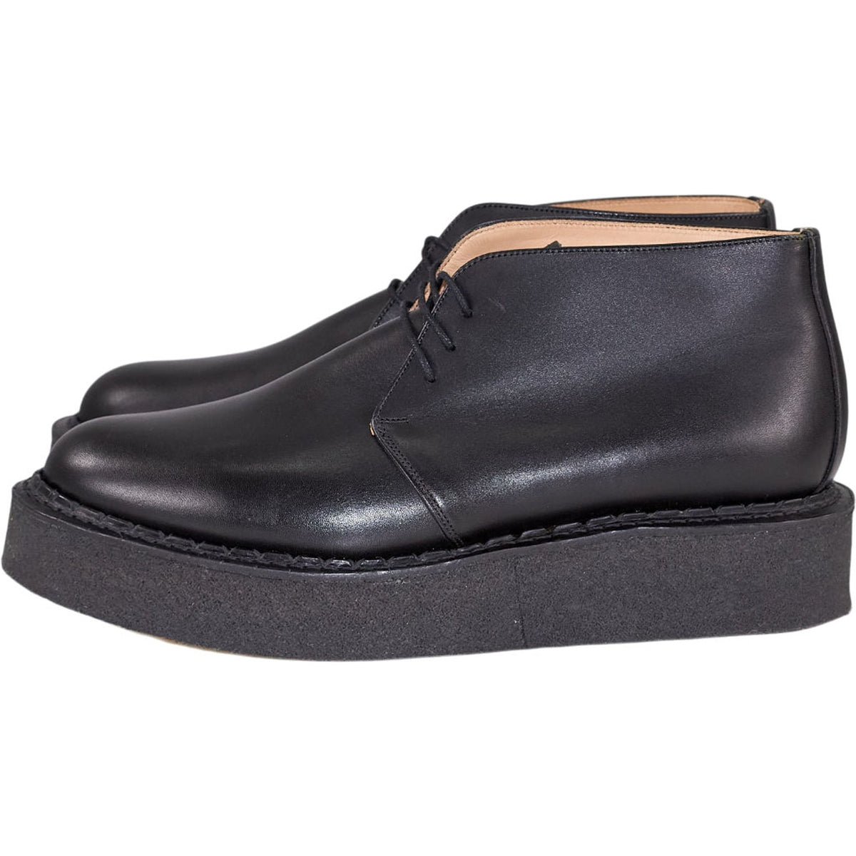 YMC Black Leather Platform Boots