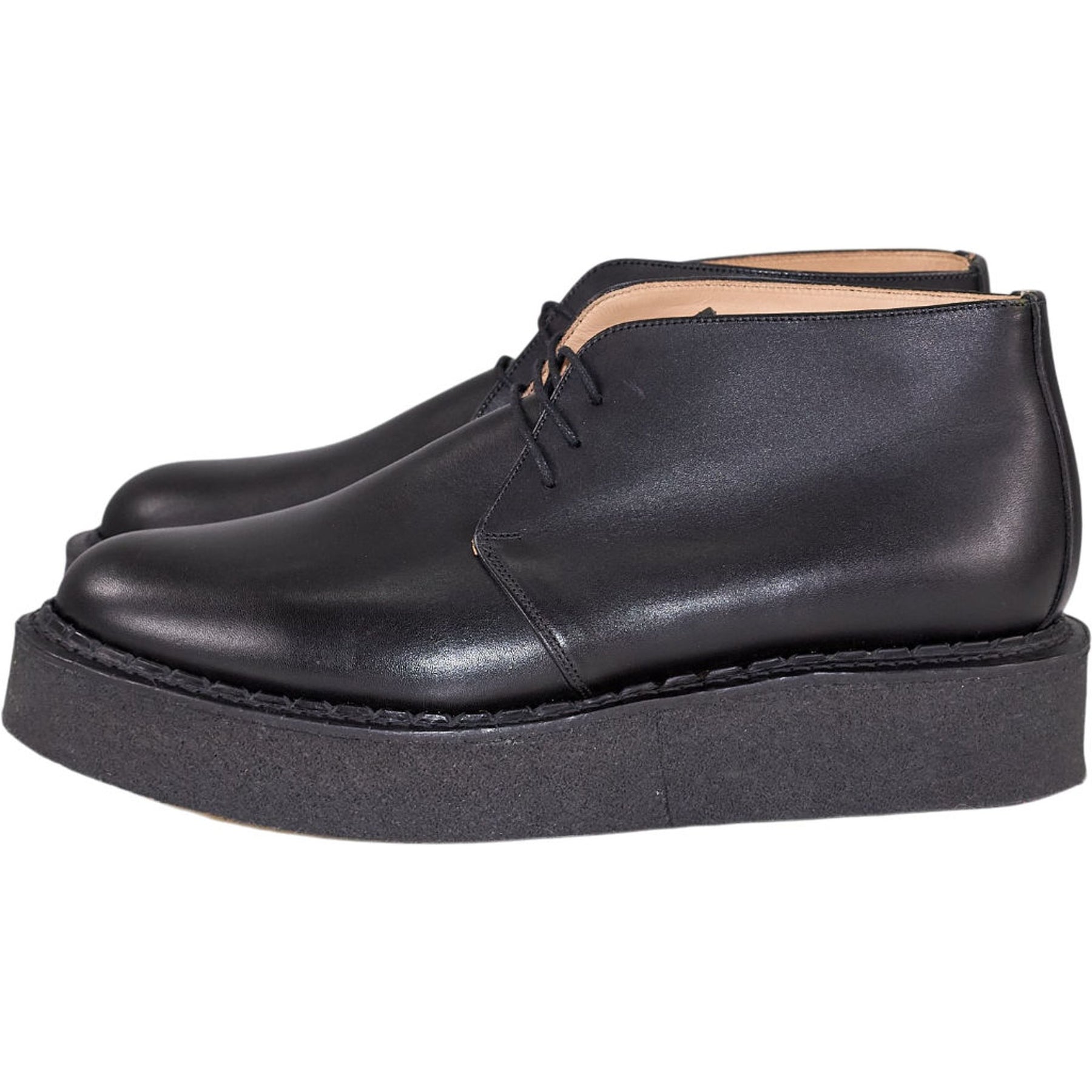 YMC Black Leather Platform Boots
