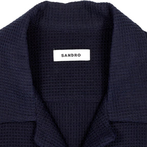 Sandro Navy Waffle Knit Shirt
