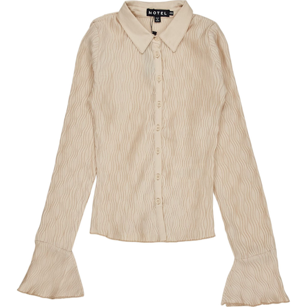 Motel Beige Kean Crinkle Shirt