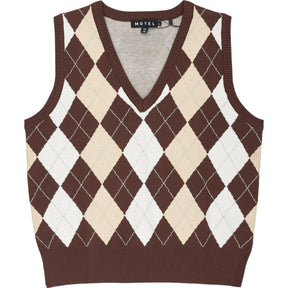 Motel Brown Sami Argyle Knit Vest