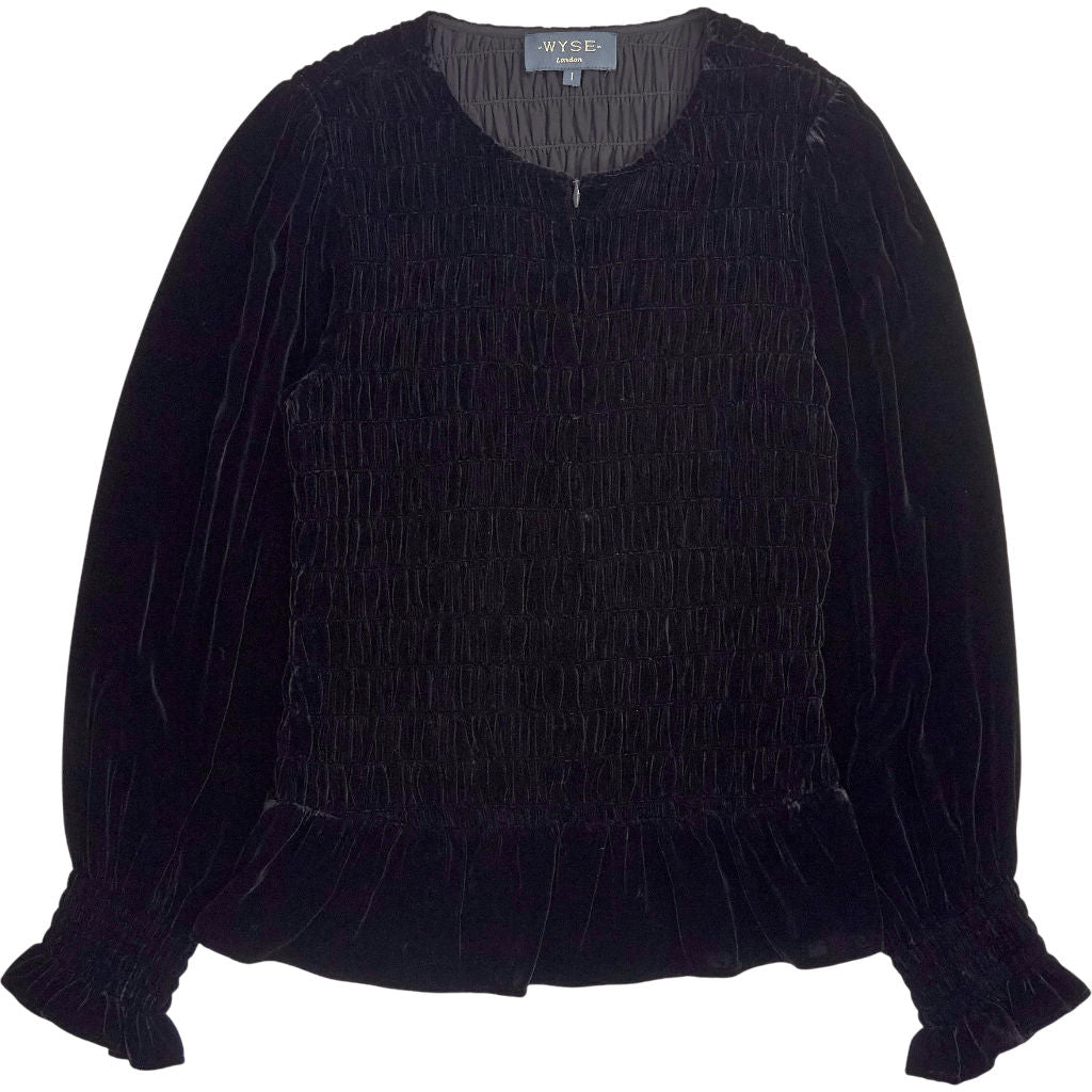 WYSE Black Velvet Blouse