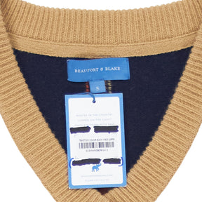 Beaufort & Blake Cream Colour Block V-Neck Jumper
