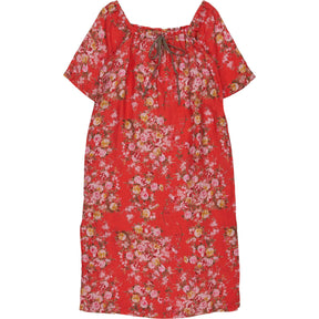 By Walid Red Floral Linen Dress