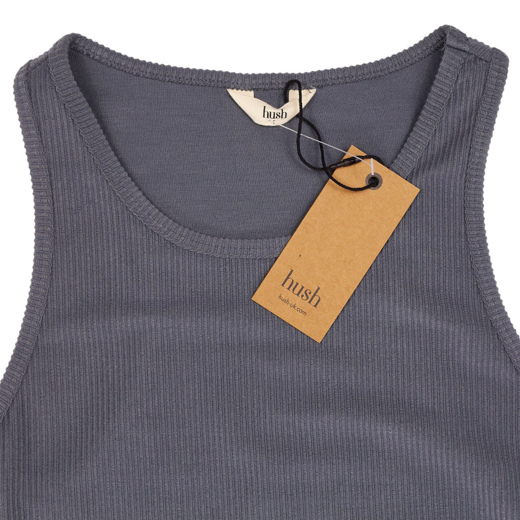 Hush Washed Black Taisie Ruched Ribbed Tank Top