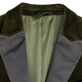 Moss Green Velvet Tailored Fit Jacket