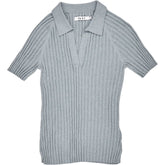NRBY Blue Ribbed Knit Polo Top