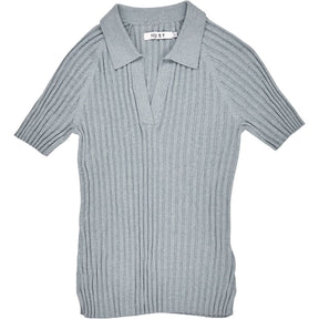 NRBY Blue Ribbed Knit Polo Top