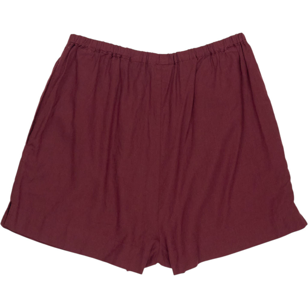 Hush Burgundy Red Linen Blend Shorts