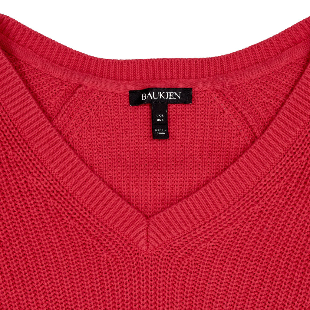 Baukjen Red Knit V-Neck Jumper