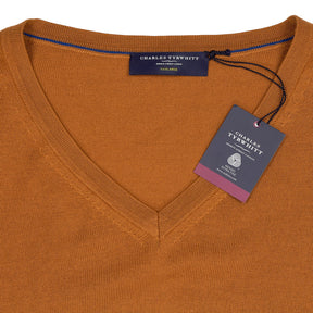 Charles Tyrwhitt Orange Merino V-Neck Jumper