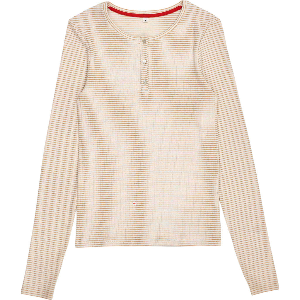 WYSE Striped Beige Long Sleeve Top