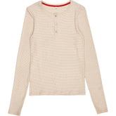 WYSE Striped Beige Long Sleeve Top