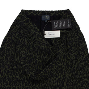 Wyse Green Leopard Print Midi Skirt
