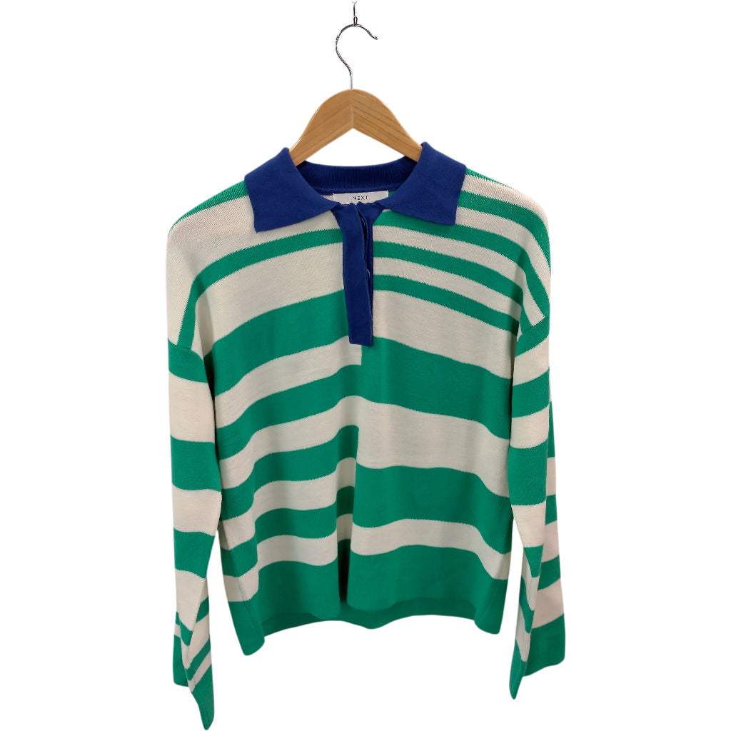 Next Green Striped Long Sleeve Rugby Top