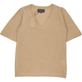 Wyse Champagne V Neck Knit Tee