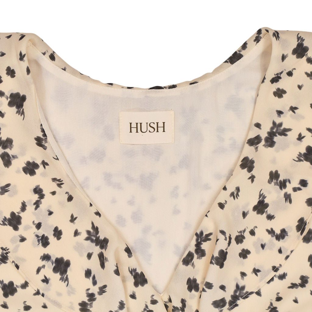 Hush Neutral Floral Chiffon Ruffle Blouse