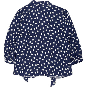 Baukjen Navy Polka Dot Tie Neck Blouse